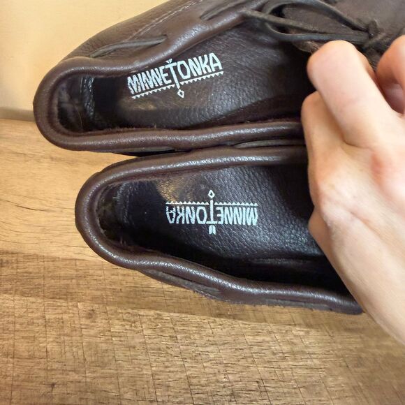 Minnetonka Moosehide Brown Leather Loafers